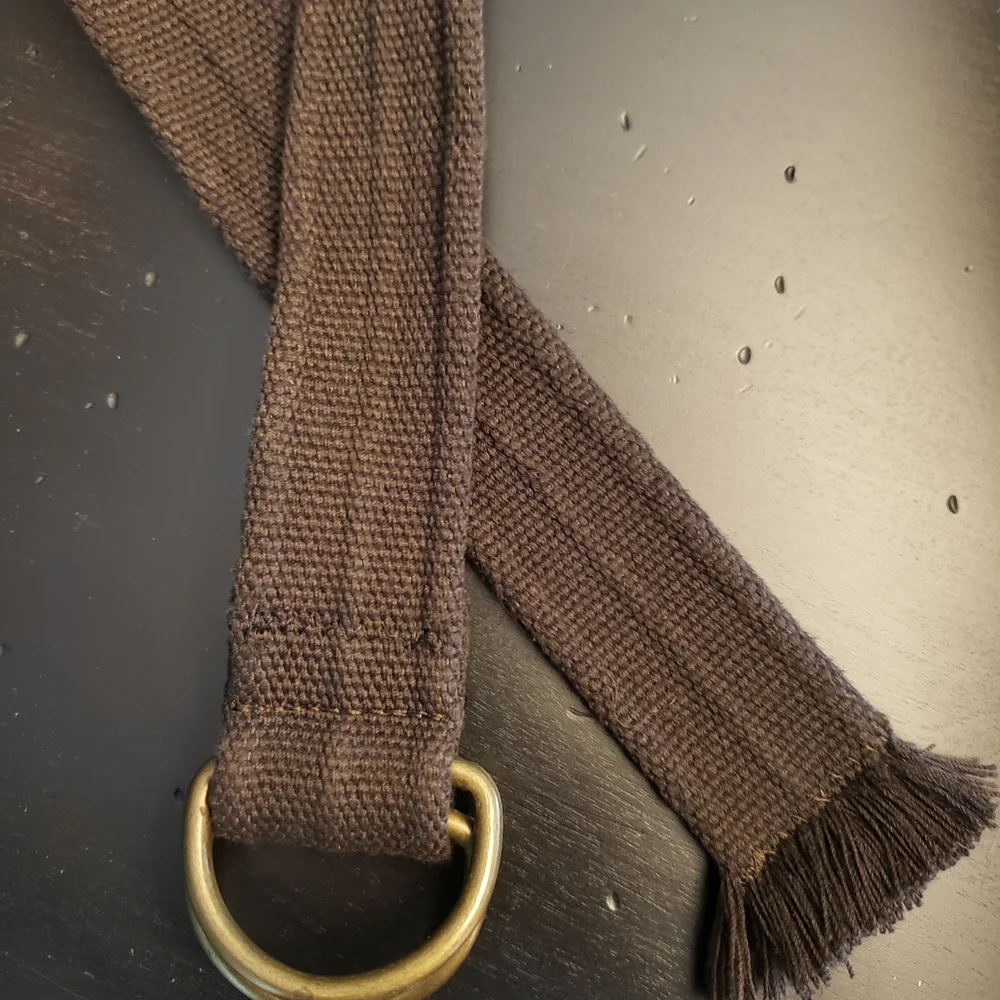 Woven Double-Ring Fabric Belt in Dark Chocolate Brown Size: 12